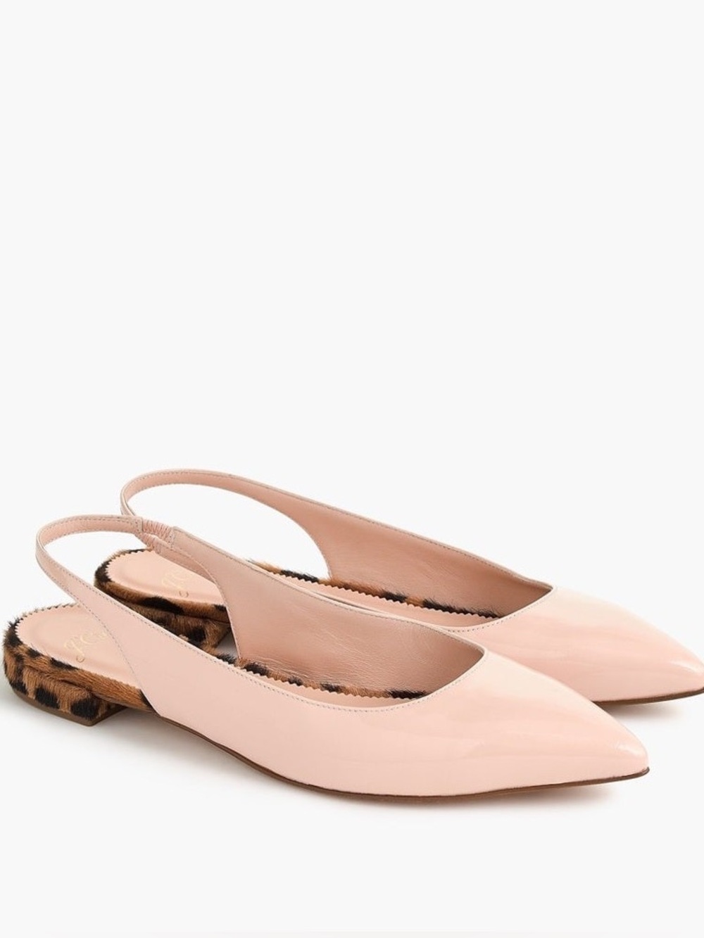 J. Crew Classic Patent Leather /Leopard Heel Pointed Slingback Sandals Size 9.5